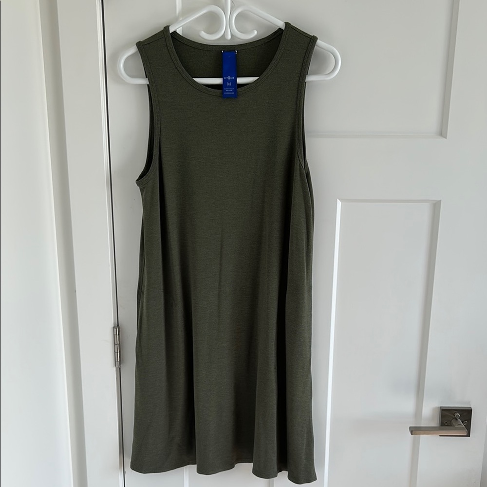 Kit and Ace So Soft Sleeveless dress. Artichoke Green